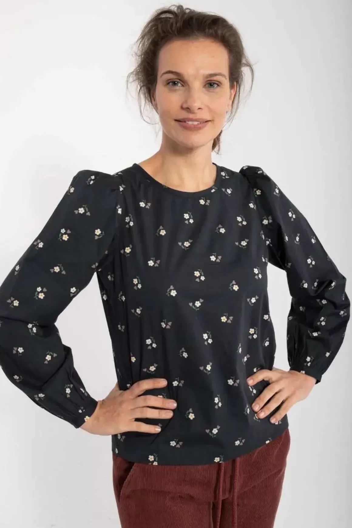 Danefæ Danebette Poplin Shirt Black Miniflower Cheap