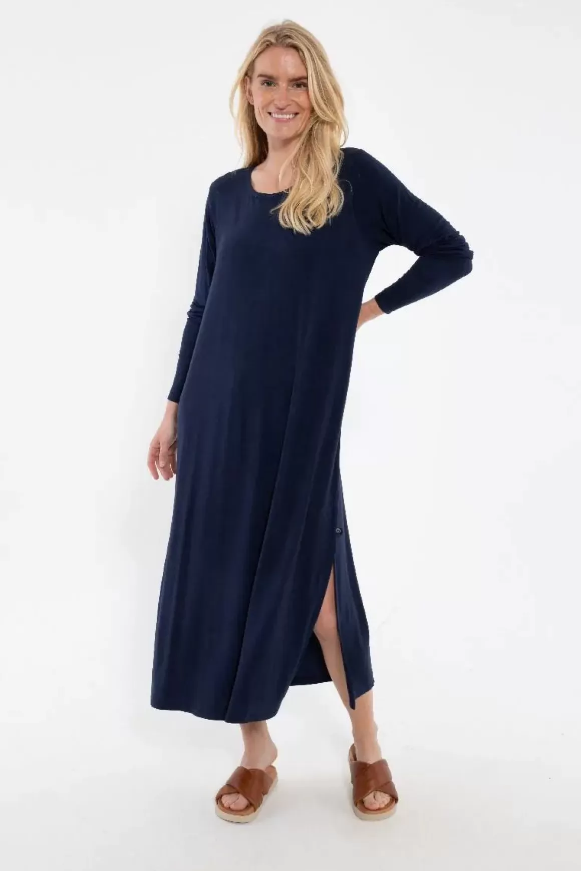 Danefæ Danecasilda Ls Viscose Dress Navy Best Sale