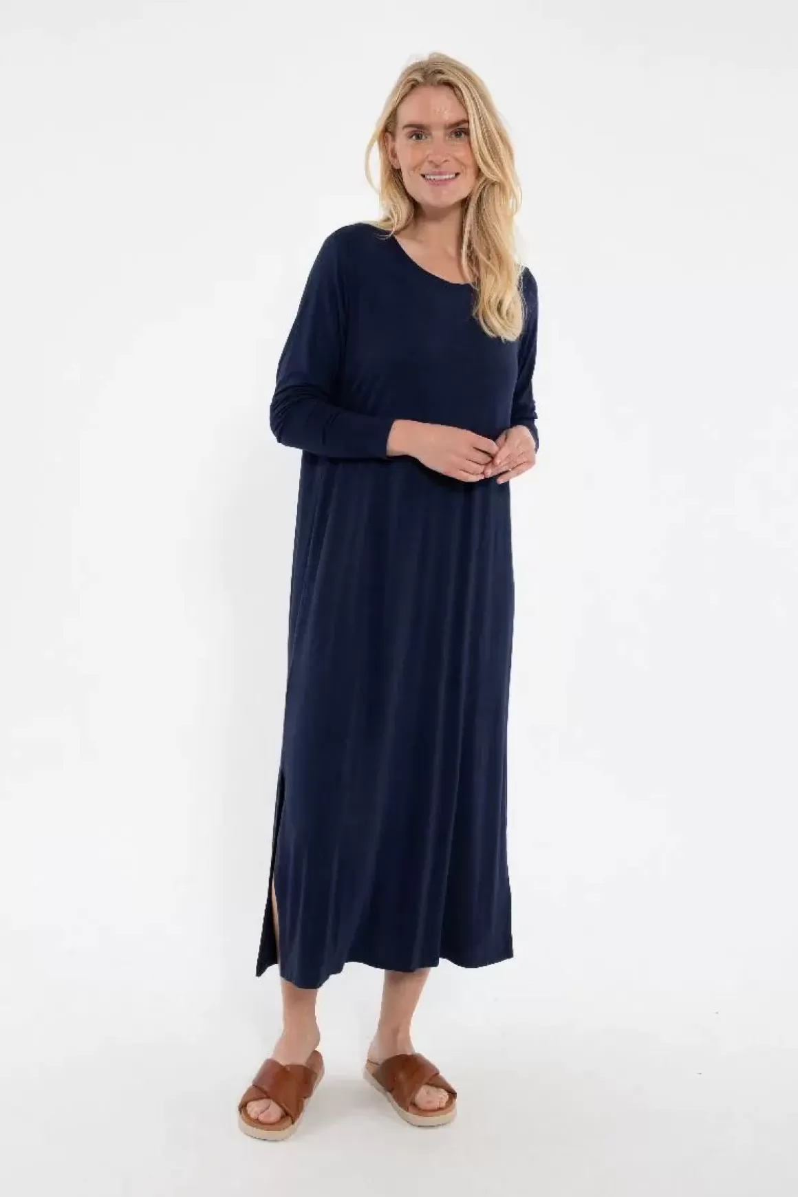 Danefæ Danecasilda Ls Viscose Dress Navy Best Sale