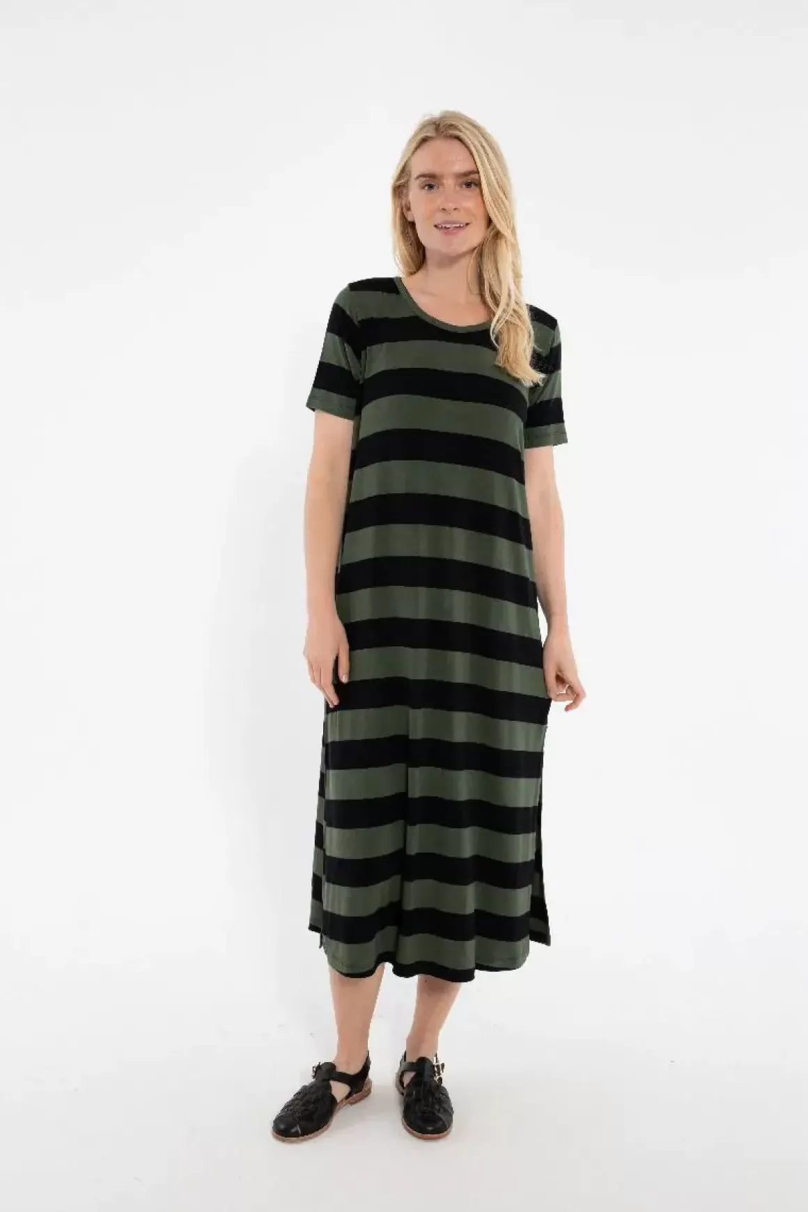 Danefæ Danecasilda Viscose Dress Black/Dk Army Clearance