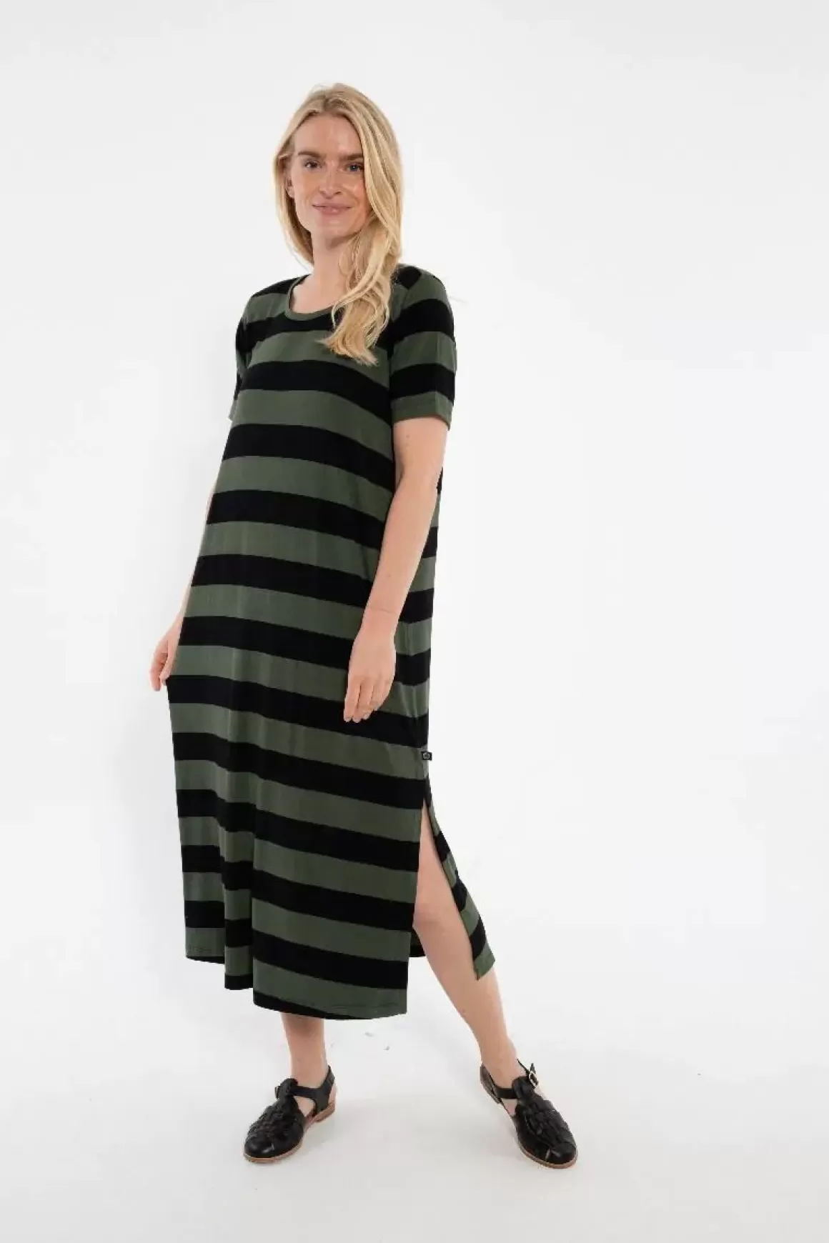 Danefæ Danecasilda Viscose Dress Black/Dk Army Clearance