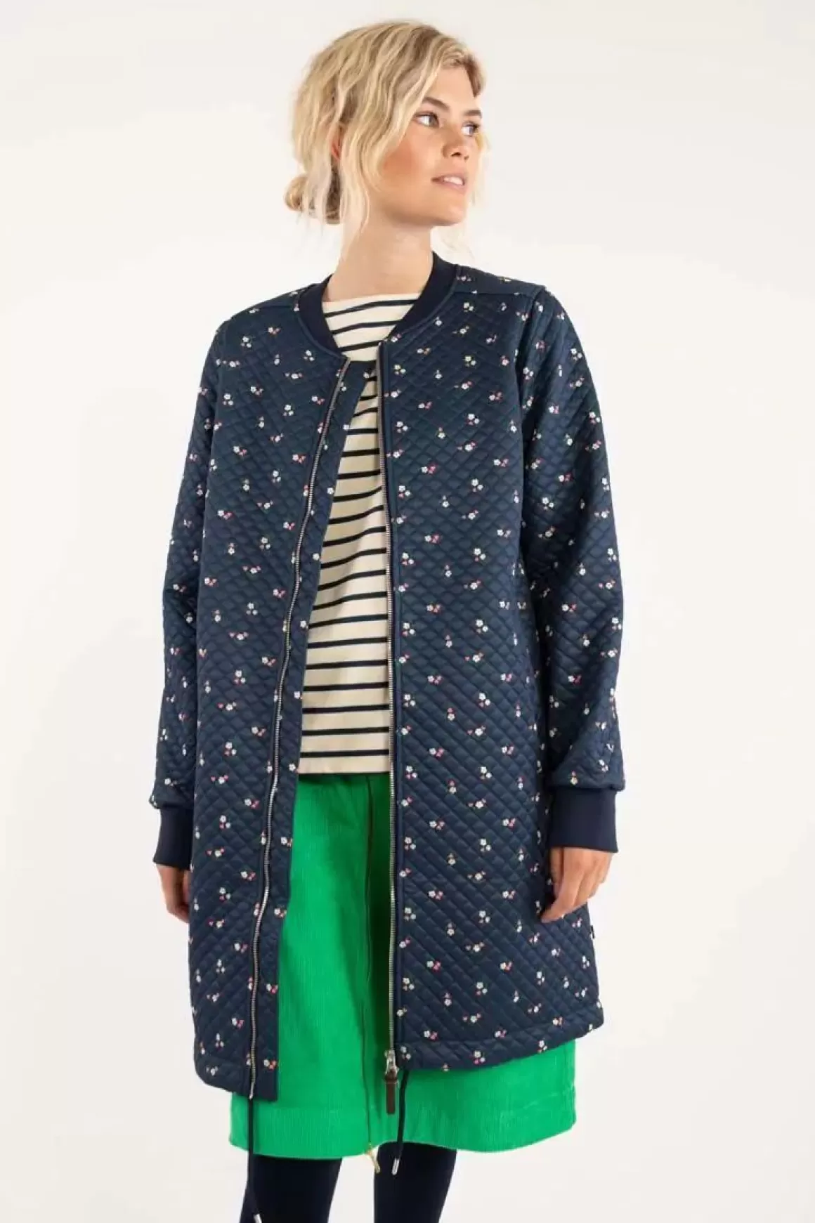 Danefæ Danehella Thermo Coat Navy Mini Flower Clearance