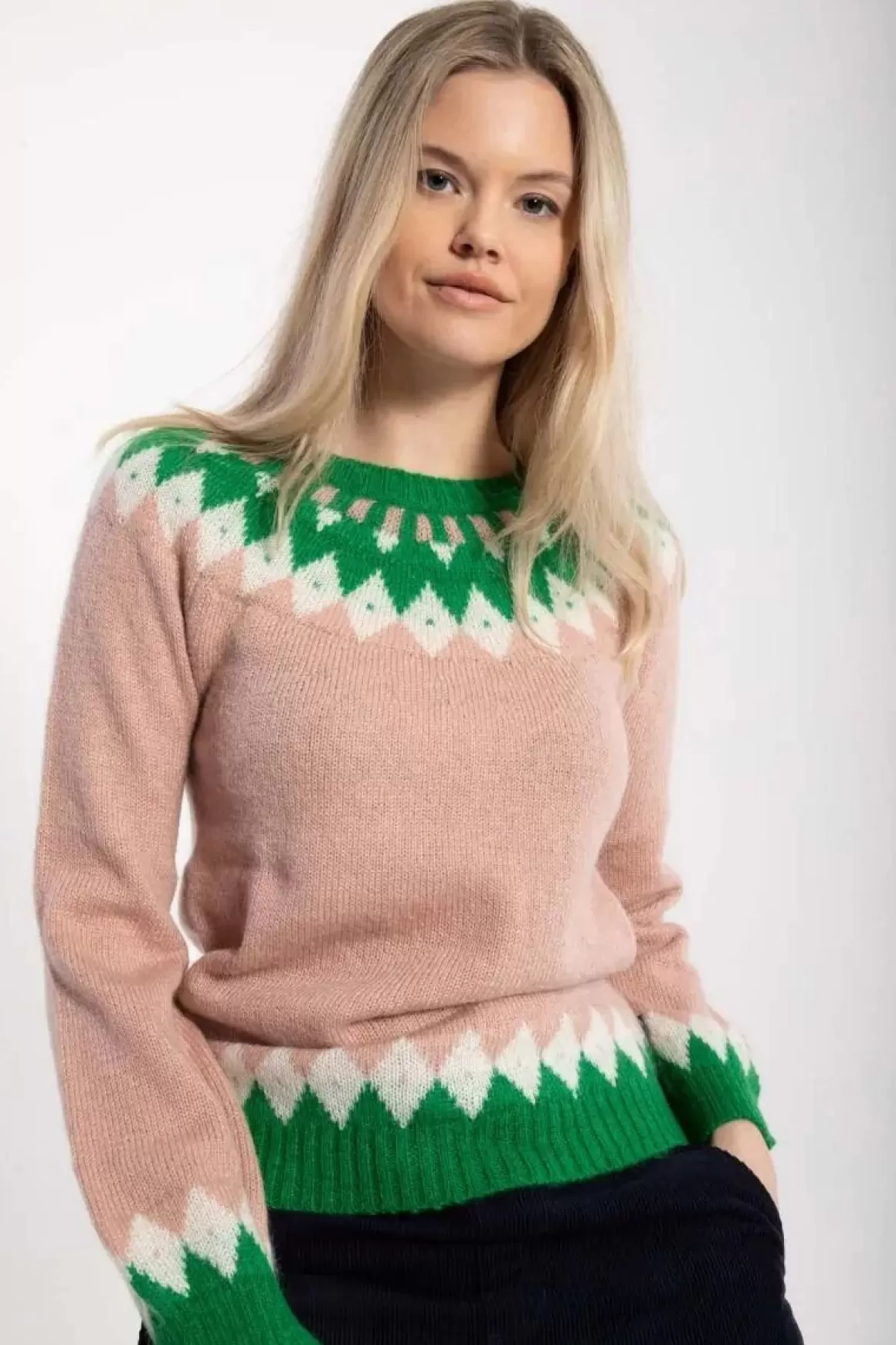 Danefæ Danehot Stove Mohair Sweater Powder Rose/Chalk/Green Online