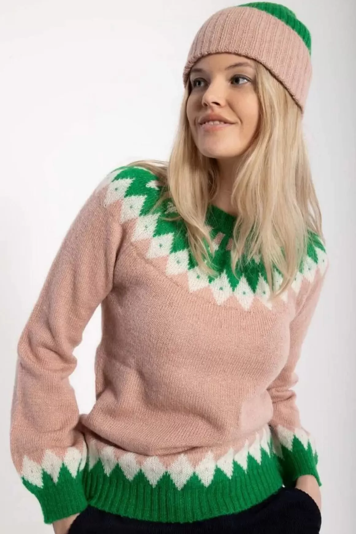 Danefæ Danehot Stove Mohair Sweater Powder Rose/Chalk/Green Online