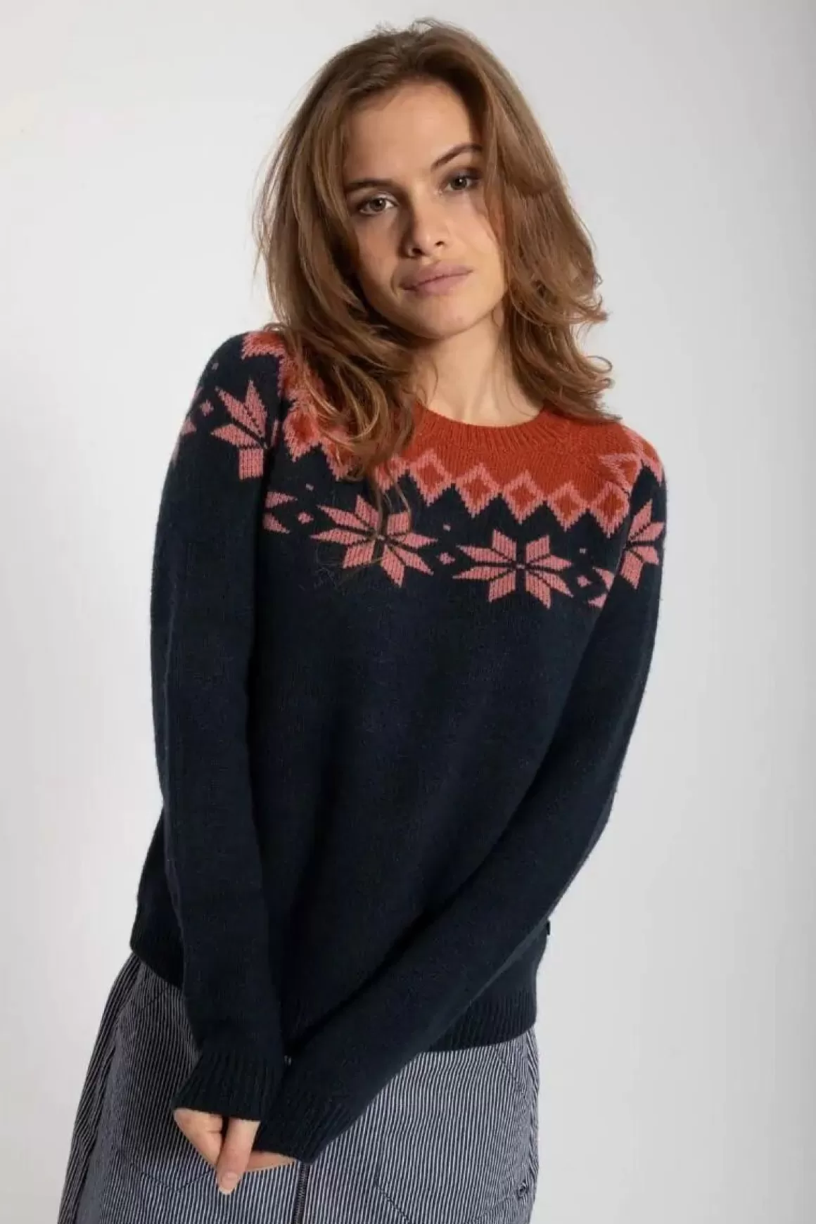 Danefæ Danehytte Wool Sweater Dk Navy/Old Rose/Brick Fashion