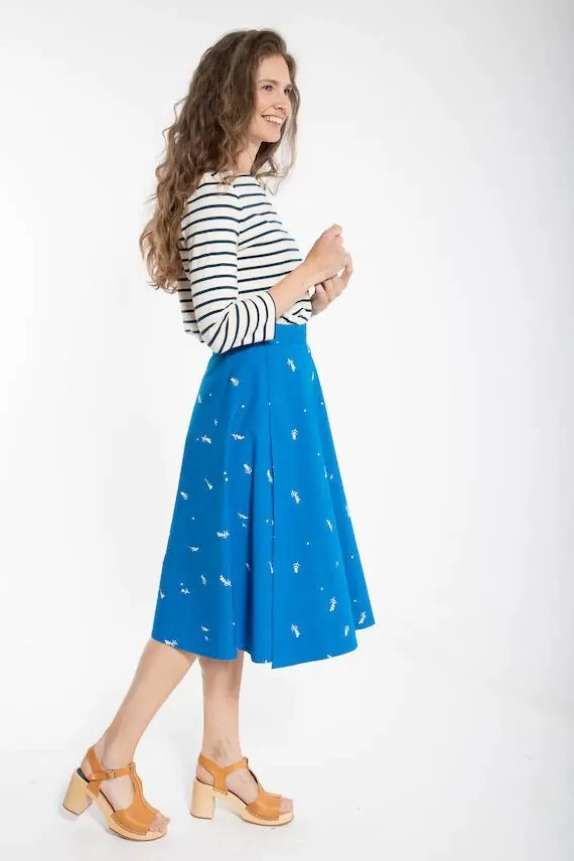 Danefæ Danemikkelsen Poplin Skirt Warm Indigo/Chalk Markblomst Discount