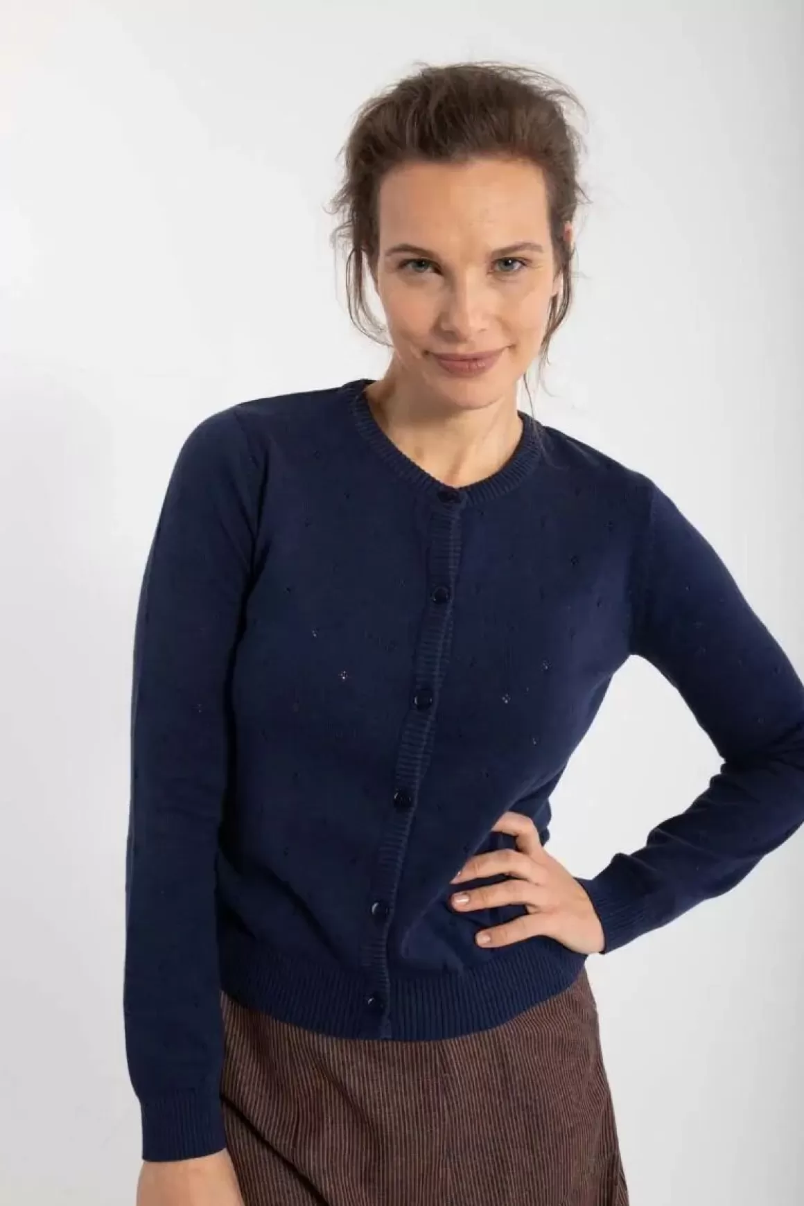 Danefæ Danesaga Hole Knit Cardigan Dk Navy Cheap