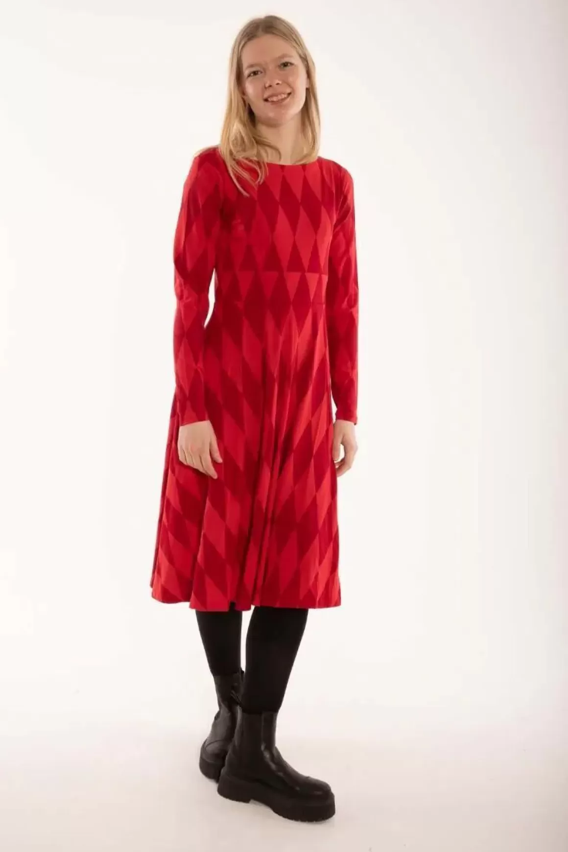 Danefæ Danesigrid Cotton Dress Dk Red/Red Diamonds Hot