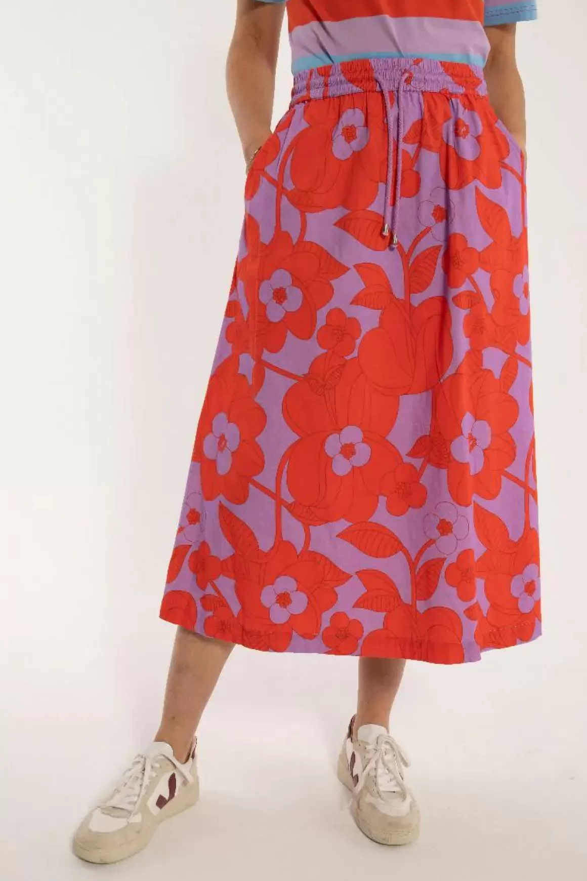 Danefæ Danespresso Poplin Skirt Soft Viola/Bright Red Bloom Boom Flash Sale