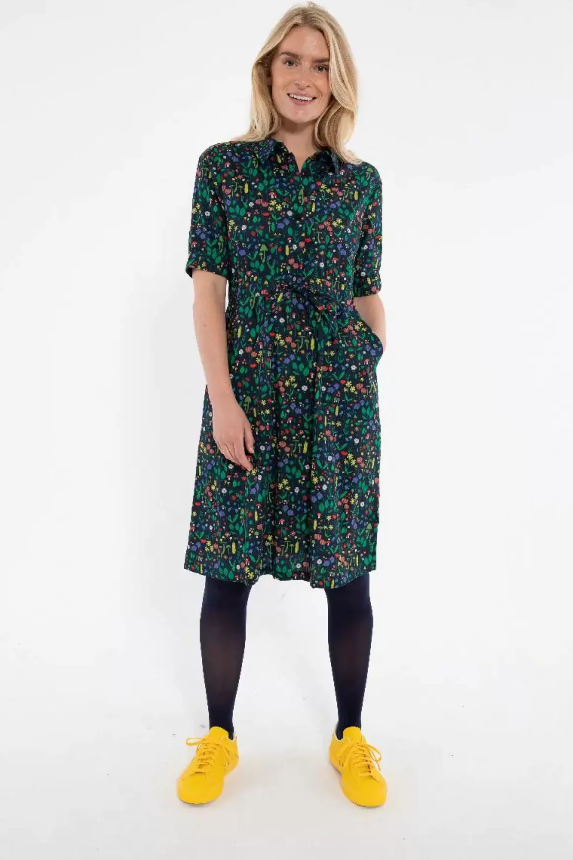 Danefæ Danesusanne Poplin Dress Dk Navy Botanical Outlet