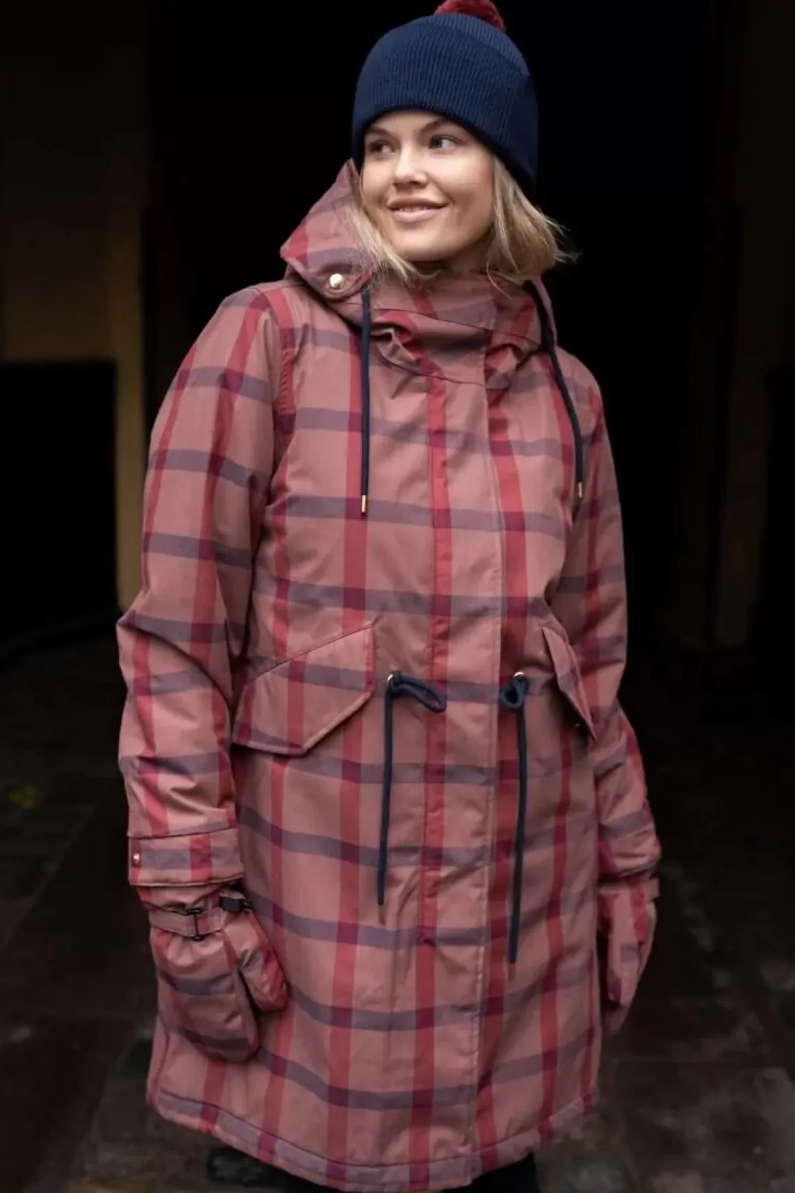 Danefæ Danesvaneke Plaid Winter Parka Beige Rose/Dark Navy/Redwine Online