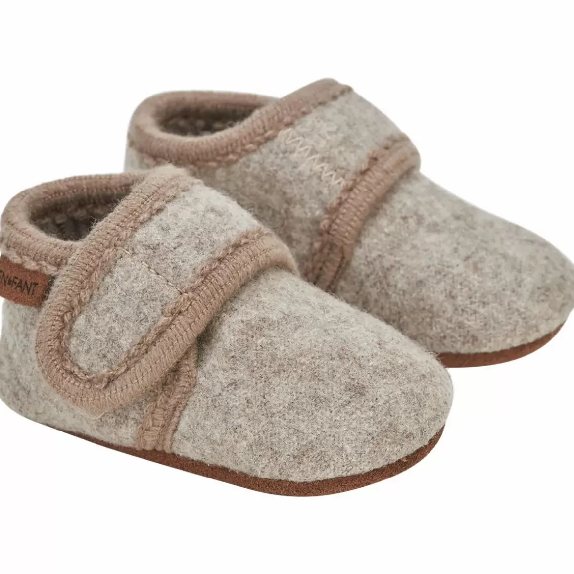 Danefæ En Fant Baby Wool Slippers Sand Melange Cheap