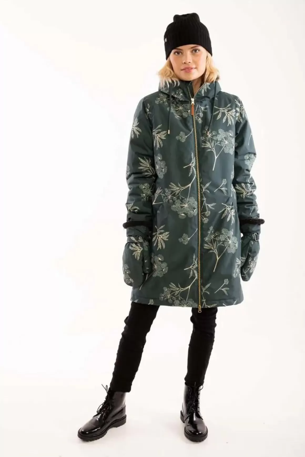 Danefæ Gurli Winter Parka Black Green/Light Beige Hemlock Outlet