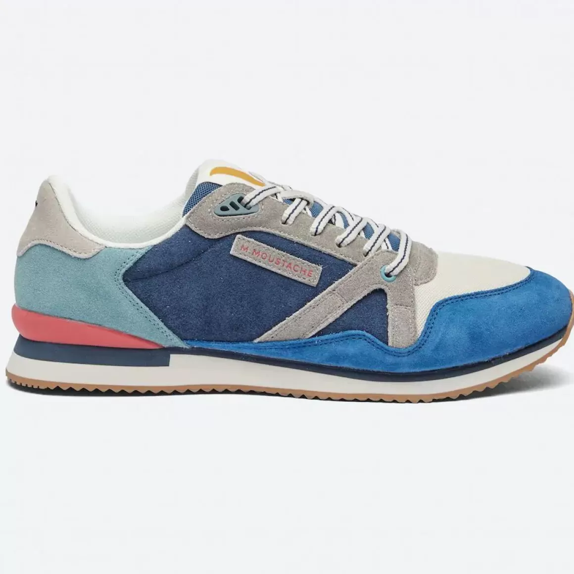 Danefæ M.Moustache Andre Running Sneakers Suede Bleu Ecru Gris Store