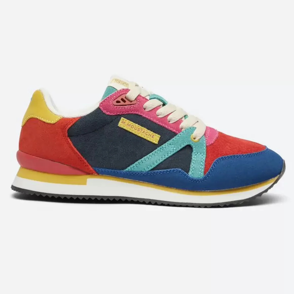 Danefæ M.Moustache Andre Running Sneakers Suede Bleu Rouge Orange Hot