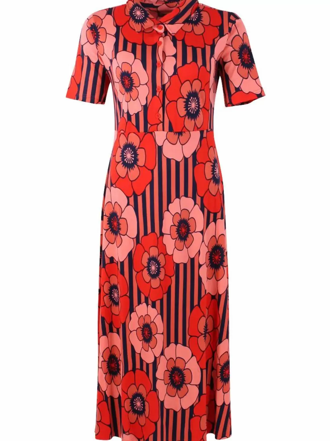 Danefæ Organic - Danehettie Interlock Dress Bright Red Power Flower Flash Sale