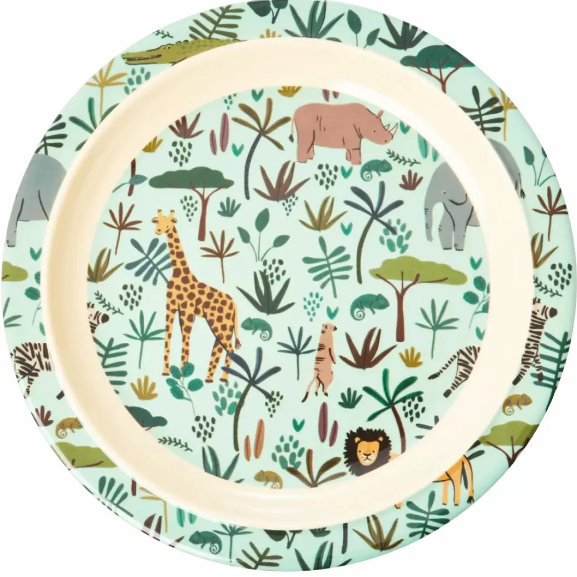 Danefæ Rice Melamine Bornetallerken Green Jungle Animals Best Sale