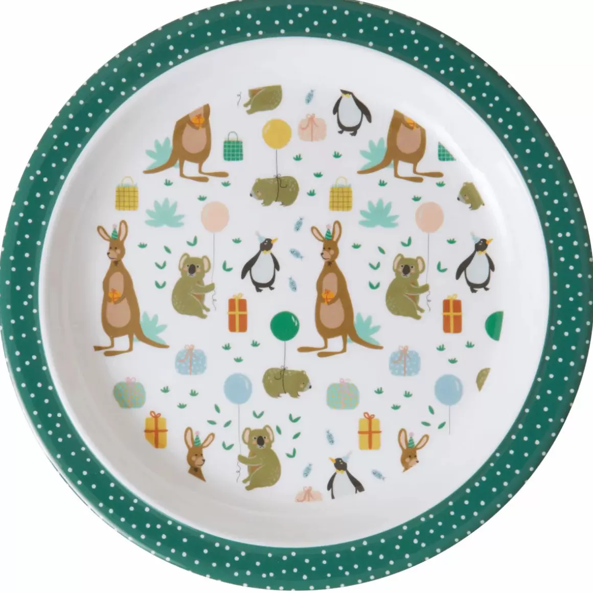 Danefæ Rice Melamine Bornetallerken Green Party Animals Flash Sale