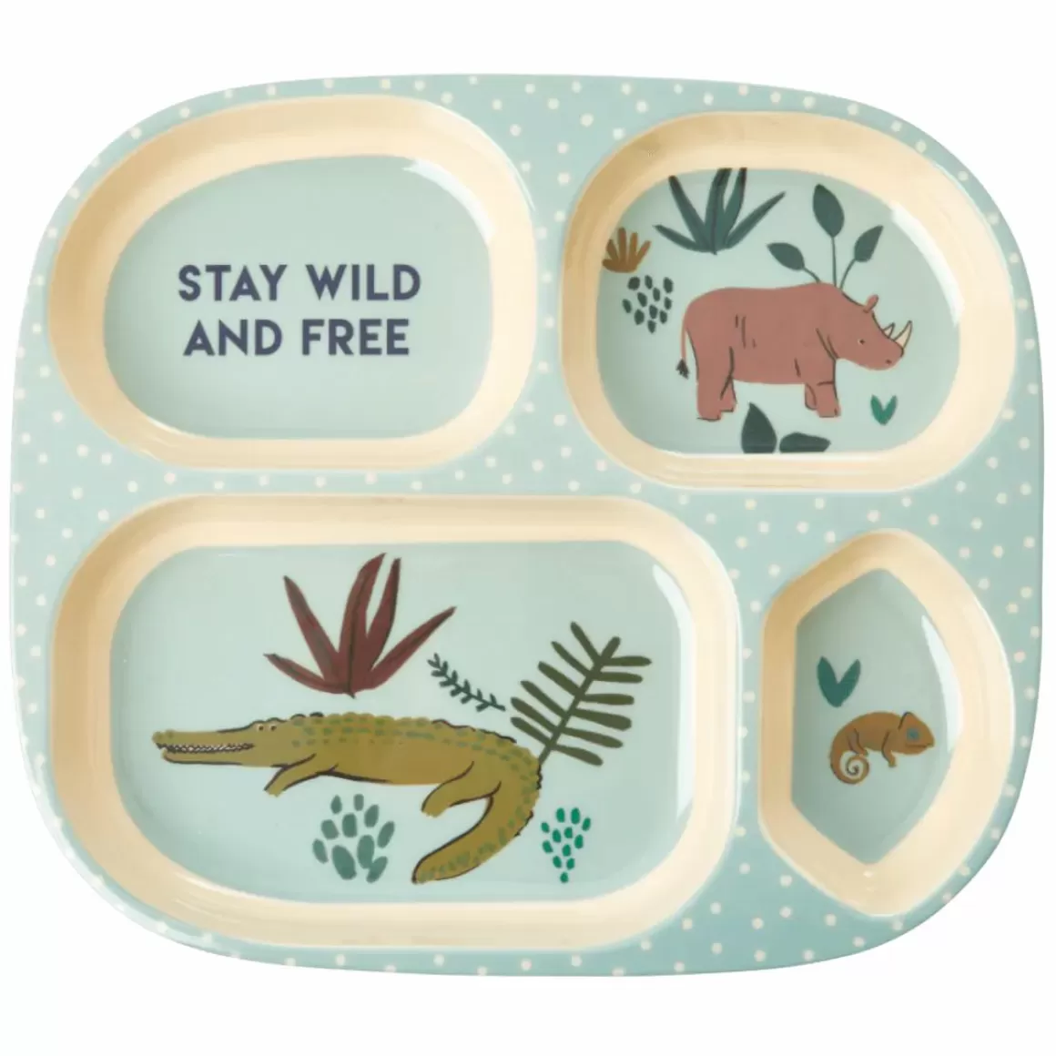 Danefæ Rice Melamine Bornetallerken M.4 Rum Blue Jungle Animals Shop