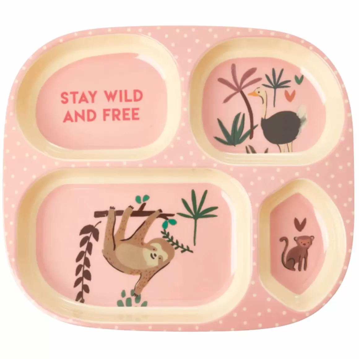 Danefæ Rice Melamine Bornetallerken M.4 Rum Pink Jungle Animals Discount