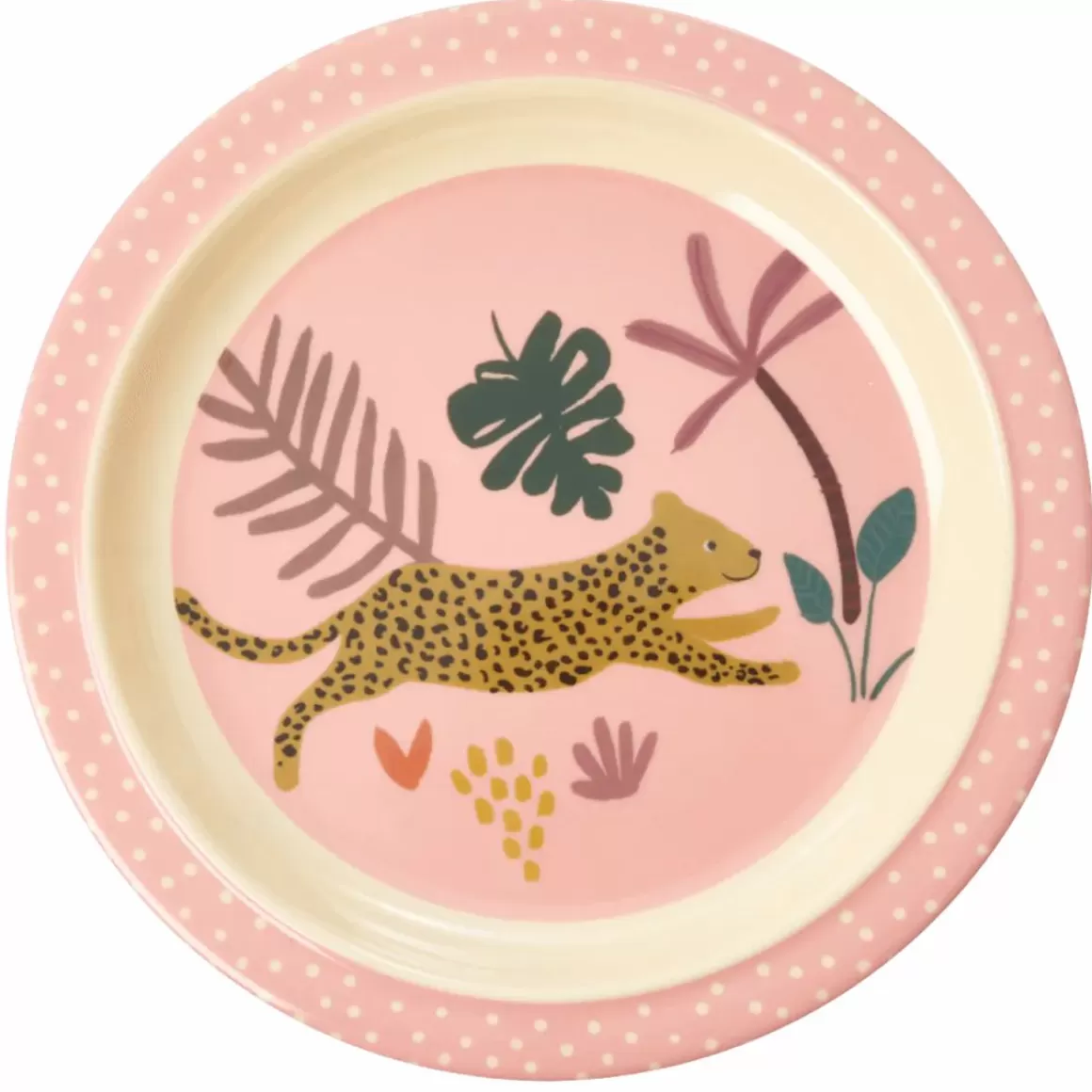 Danefæ Rice Melamine Bornetallerken Pink Jungle Animals Store