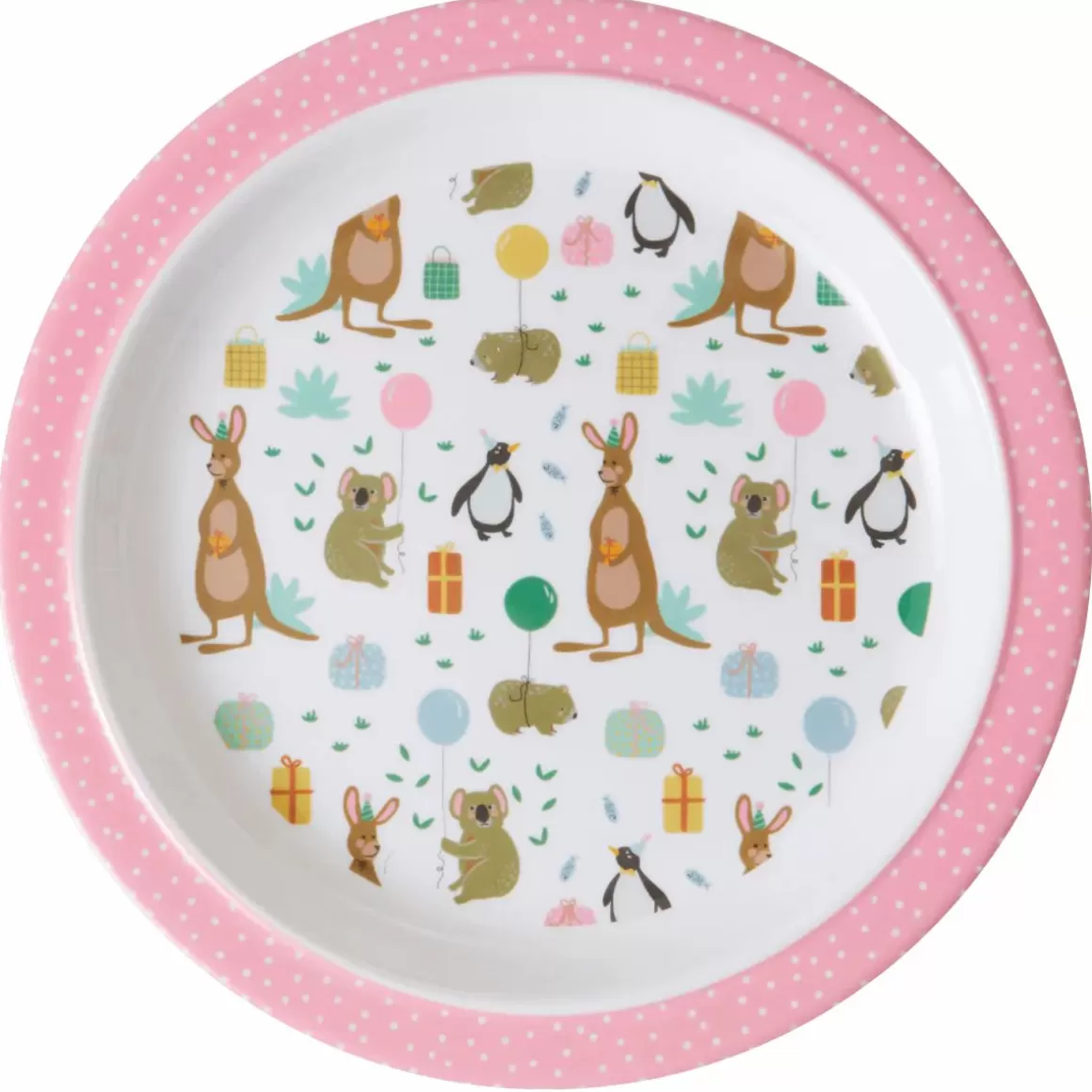 Danefæ Rice Melamine Bornetallerken Pink Party Animals Outlet