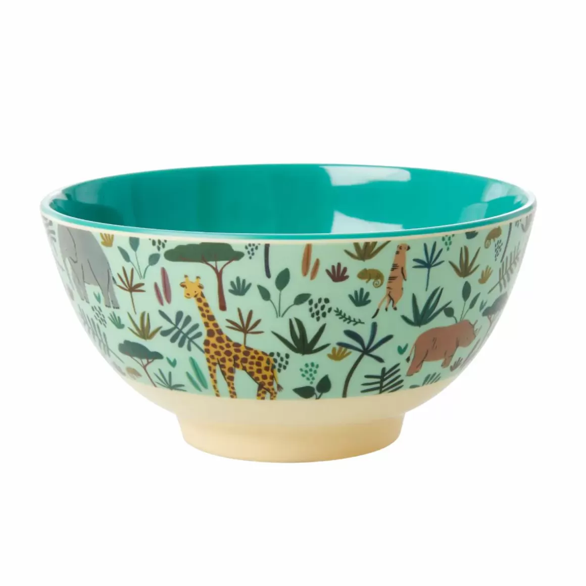 Danefæ Rice Melamine Skal - Medium Green Jungle Animals Shop