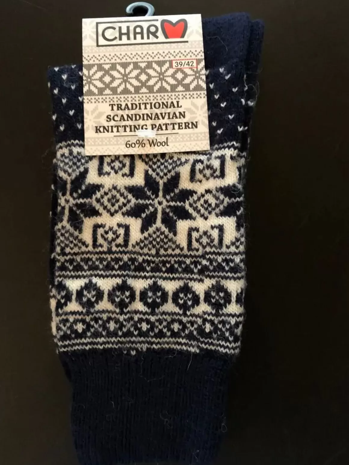 Danefæ Woolwear Uldsokker M/Snefnug Navy/White Nr.30 Sale